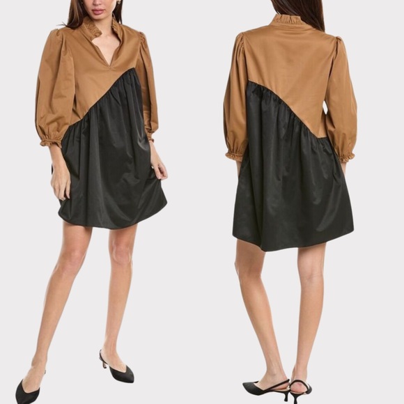 CROSBY by Mollie Burch Story Mini Dress Cappuccino Black XL NWOT - Picture 2 of 14